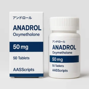 AASScripts Anadrol 50mg tablets – box and blister pack of Oxymetholone steroid pills