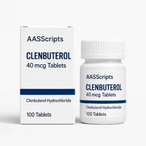 AASScripts Clenbuterol 40mcg tablets and box – oral fat burner