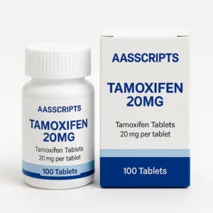 AASScripts Tamoxifen 20mg tablets and bottle – Nolvadex PCT support