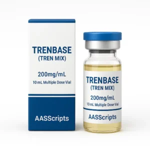 Trenbase-200mg-ml Trenbase 200mg/mL vial and box mockup by AASScripts UK