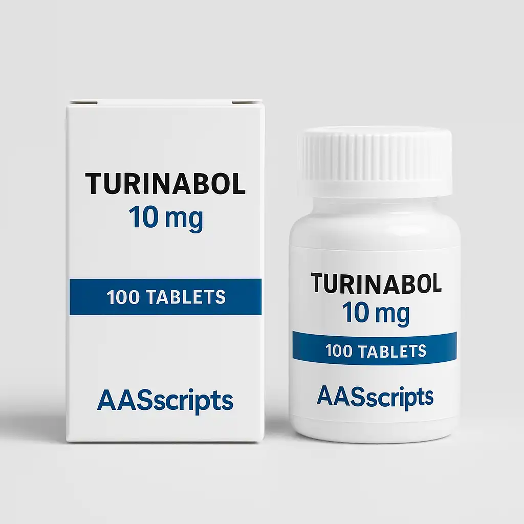 AASScripts Turinabol 10mg tablets UK in a white plastic bottle