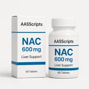 liver support supplement bottle and box by AASScripts - NAC 600MG