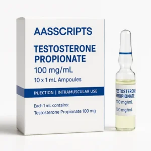 AASScripts Testosterone Propionate 100mg/ml – 10 ampoules of injectable anabolic steroid for fast results in UK cycles