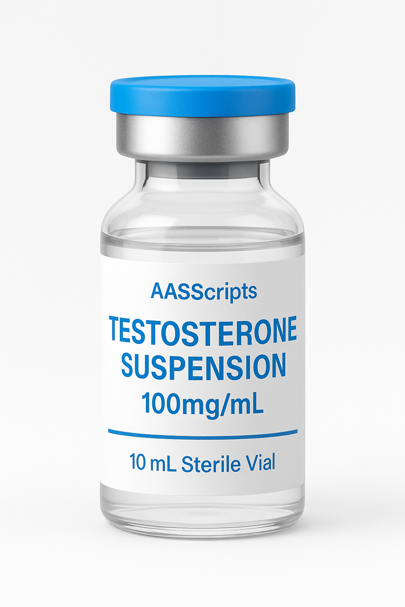 Testosterone Suspension 100mg/mL vial by AASScripts – fast-acting water-based injectable testosterone